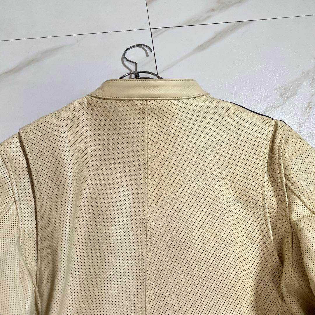 希少⭐︎リューグーレザーズ 牛革 カウレザーパンチングシングルライダースジャケット
