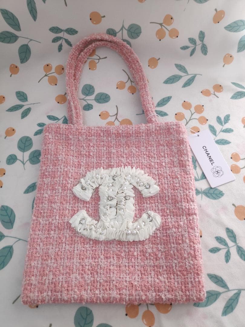 ツイードトートバッグ　シフォン ピンク
