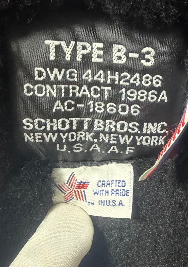 Schott TYPE B-3 ムートンジャケット USA ブラック サイズ36