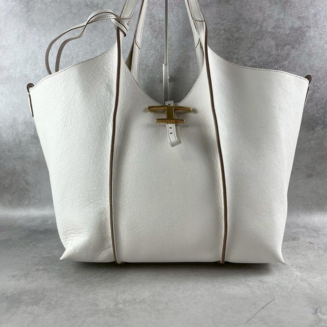 美品✨ TOD'S タイムレス トートバッグ ベージュ ポーチ付き　ホワイト