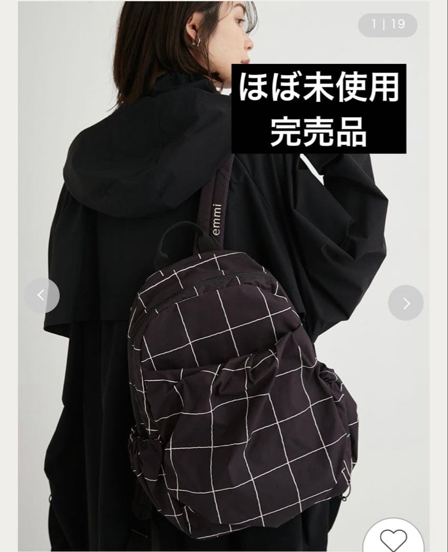 emmi eco 撥水チェックギャザーボディーバックパック