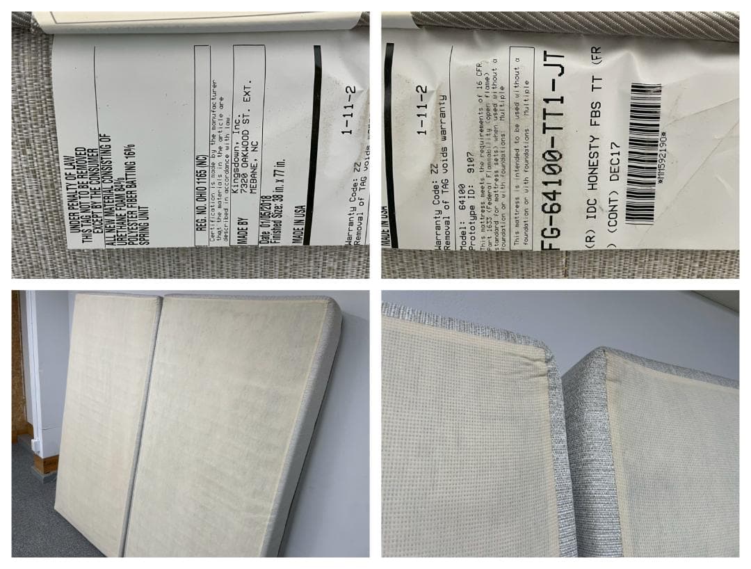 T7984☆展示品☆レガリアキングスダウン☆オネスティ☆ツインシングルマットレス