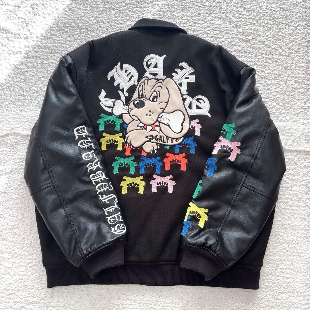 ガルフィ XL スタジャン チャカパッチ 刺繍 黒 レザー レオパード柄 大型犬