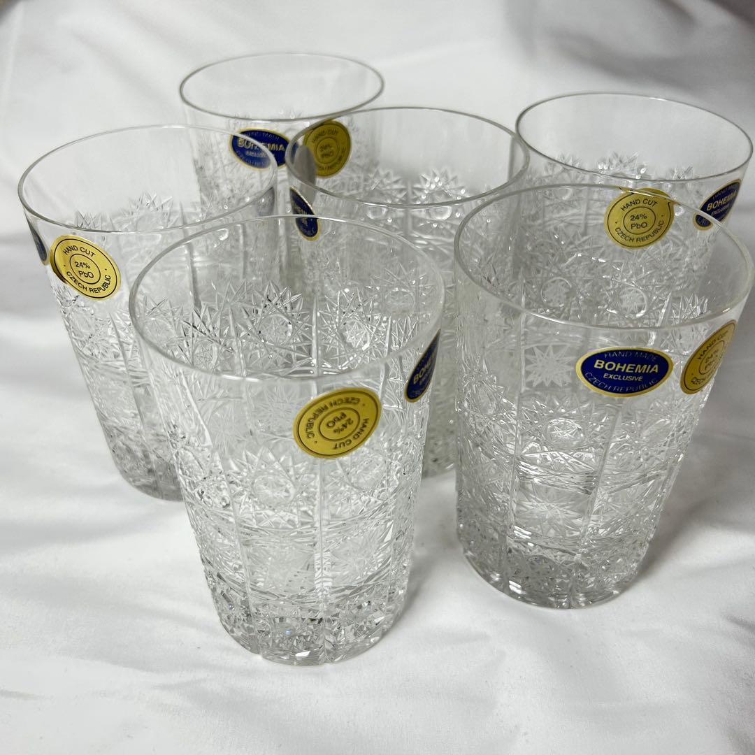 【新品】チェコ製　BOHEMIA グラス　6個セット＋ビールジョッキ