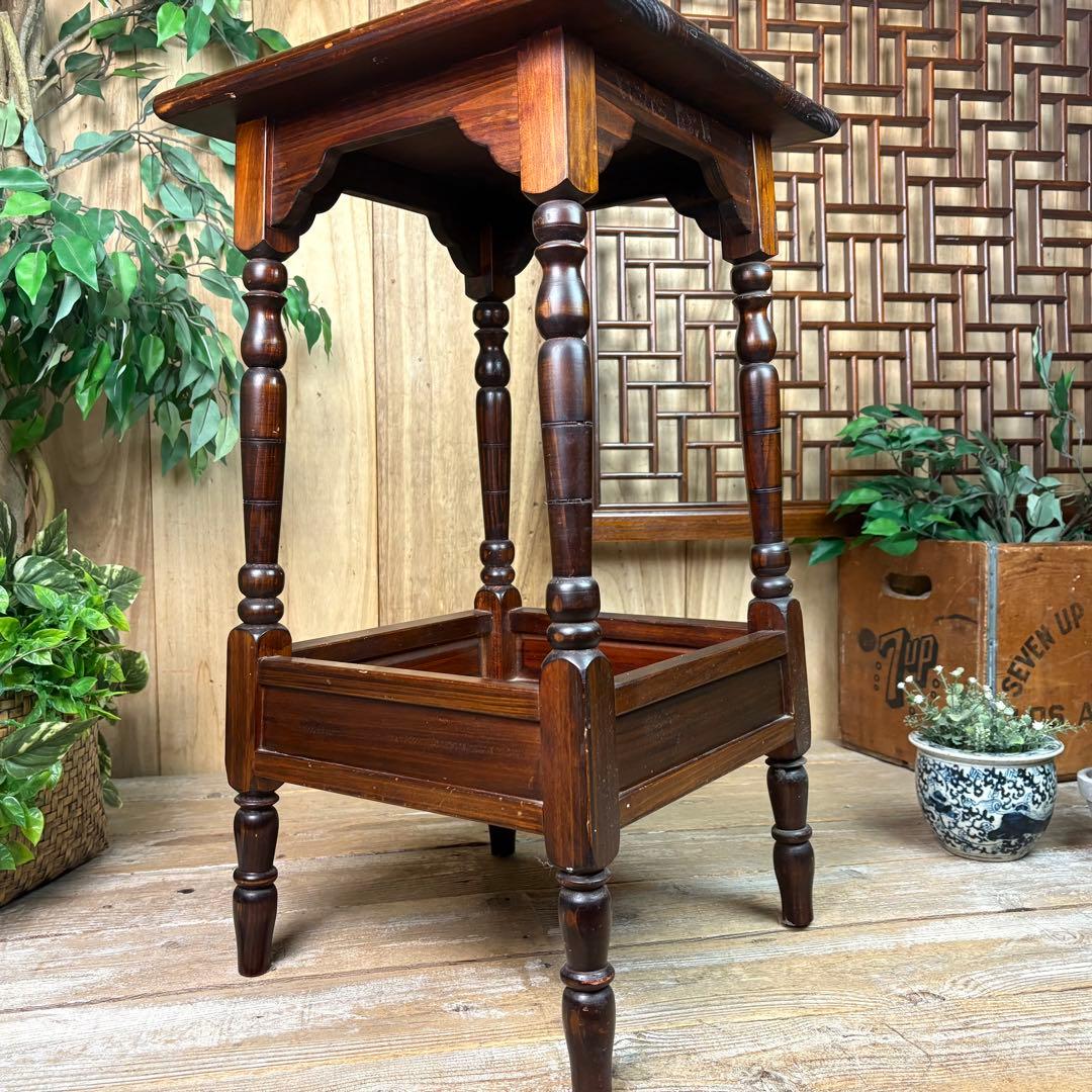 アンティークビンテージ年代物木製サイドテーブル飾り台花台置台ディスプレイ台