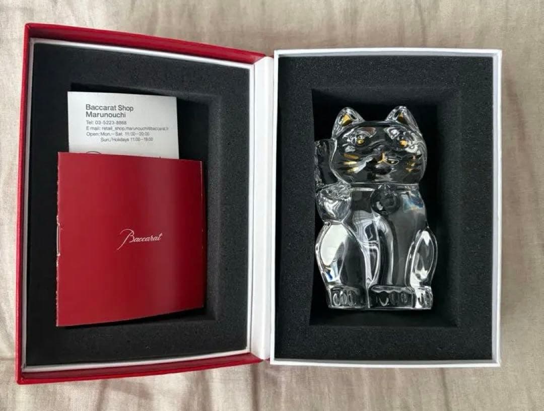 Baccarat クリスタル まねきねこ/クッションつき