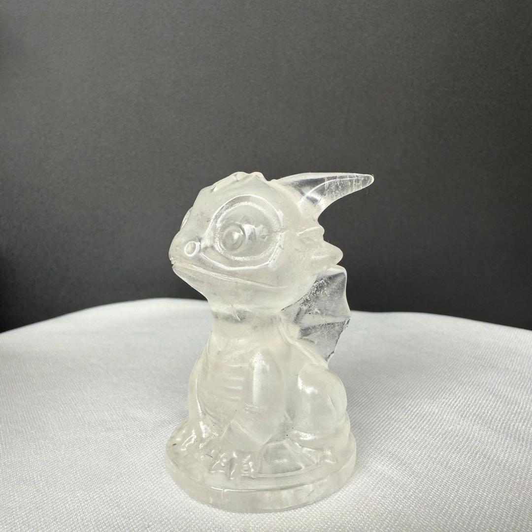 【MHUSK】天然石水晶の飛竜　置物　彫物NO.013007