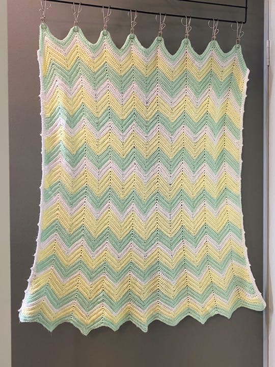 古着 ビンテージ 70s 黄 緑 グラニー ブランケット キャンプ ラグ