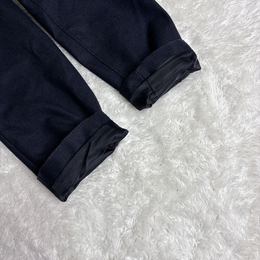 バーニーズニューヨーク ウール ステンカラーコート ネイビー/チェック XL