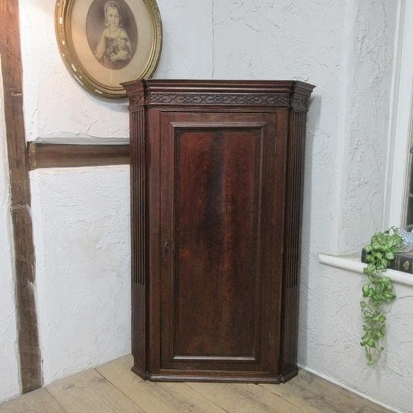 イギリス アンティーク 家具 コーナーキャビネット 飾り棚 英国 6298c