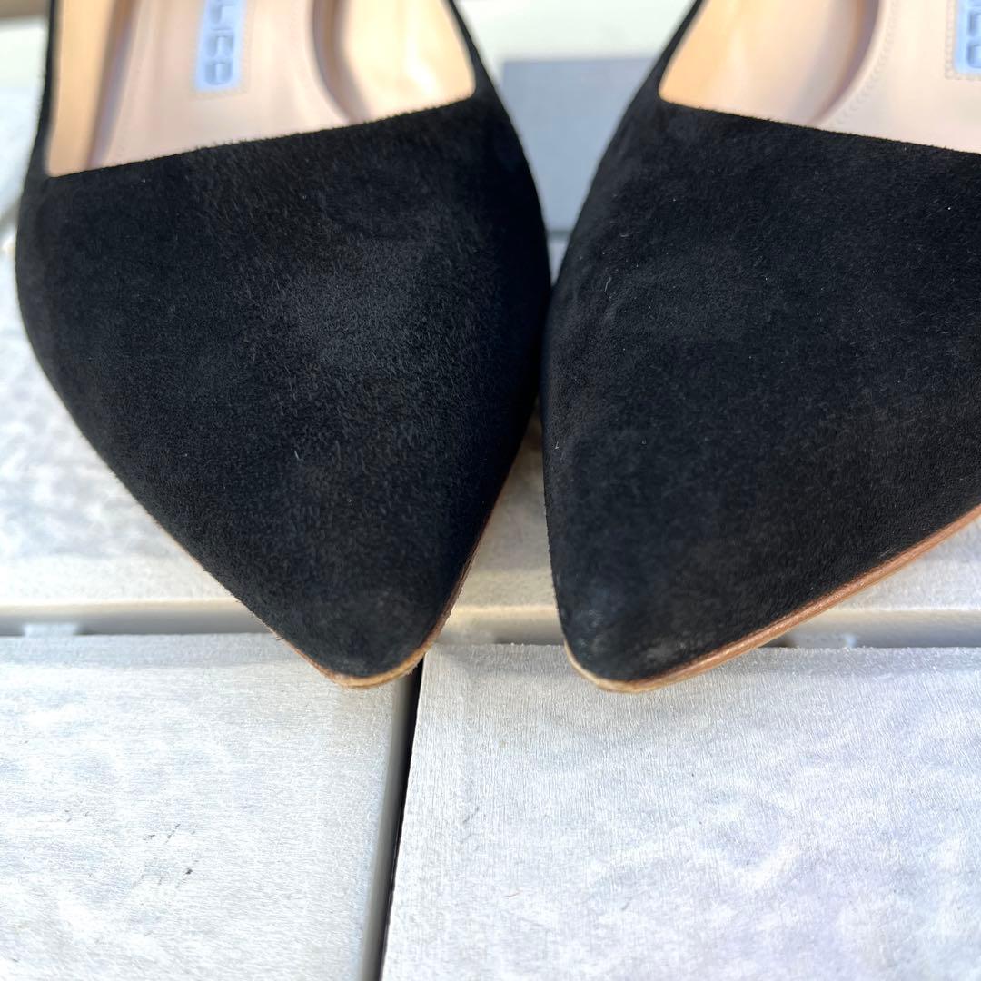 36.5 PELLICO ローヒール　パンプス　黒　スエード　23.5