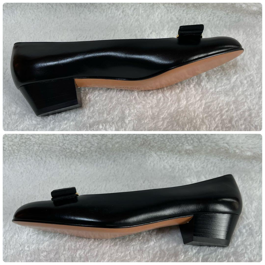 未使用 サルヴァトーレ フェラガモ パンプス ヴァラ リボン ブラック