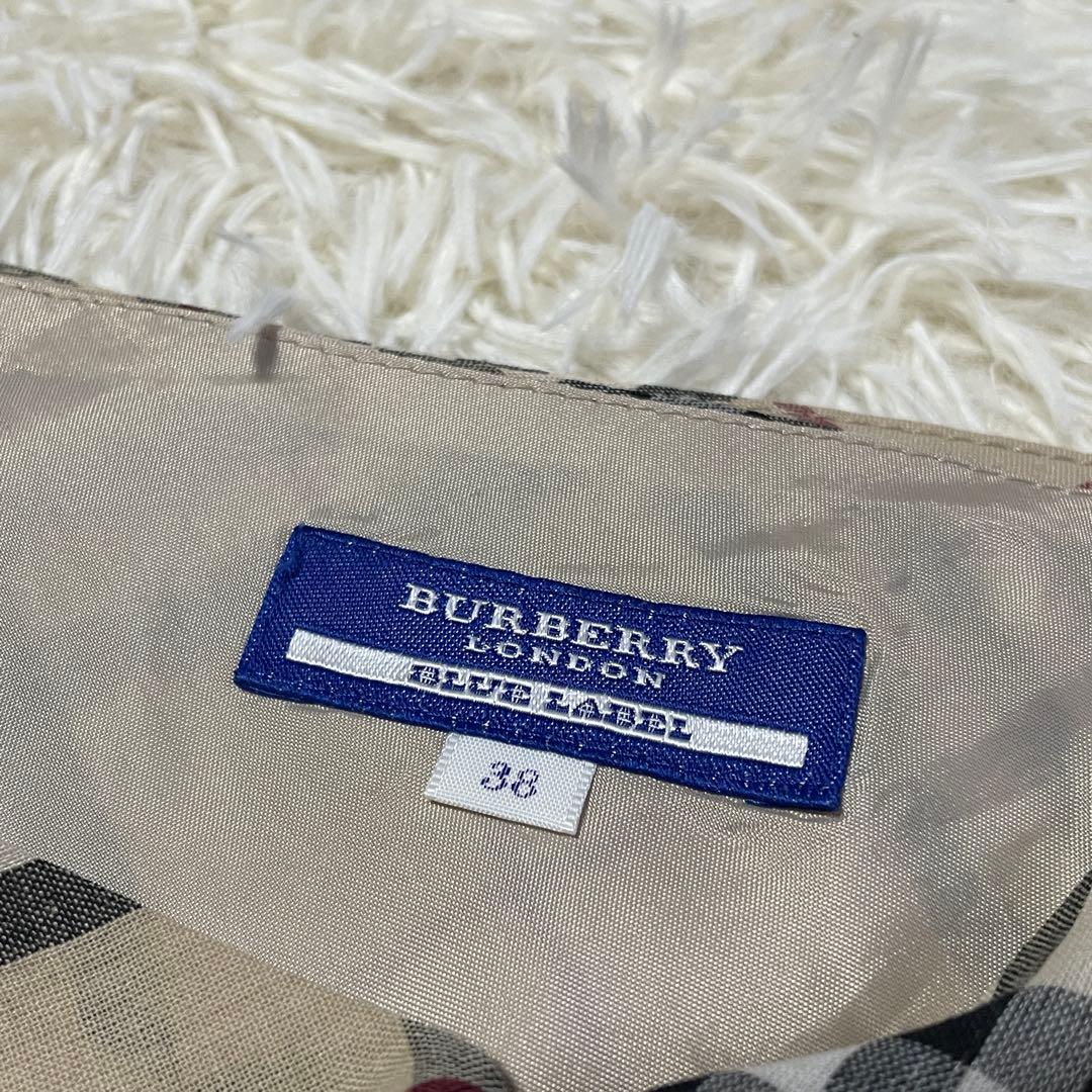 【美品】バーバリーブルーレーベル スカート ベルト付き ノバチェック 38 薄手
