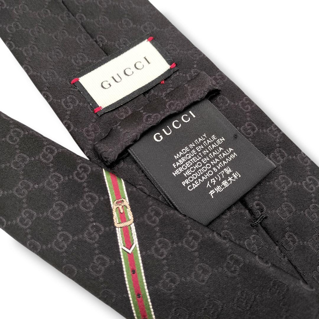 極美品　現行タグ　グッチ　ソリッド　GGパターン　シェリーライン　ジャガード　黒
