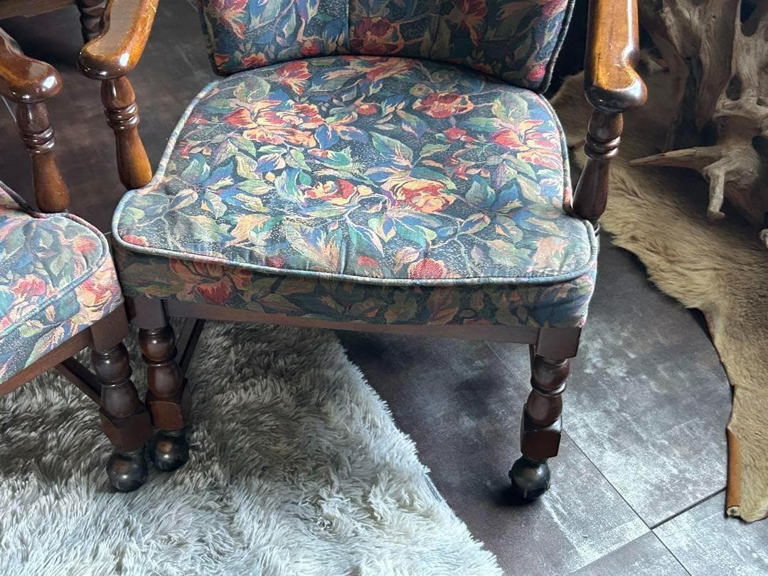 ②カリモク karimoku アームチェア　ヴィンテージチェア　2脚セット　GZ