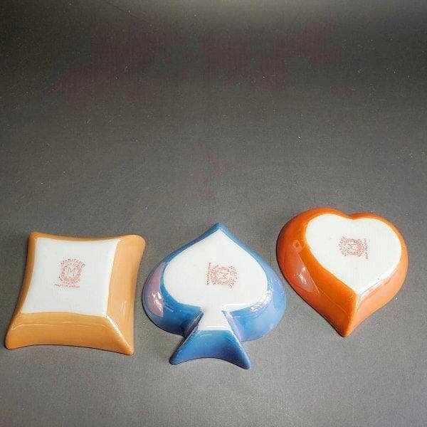 初期オールドノリタケ　メープルリーフ印　トランプ柄　小鉢3個