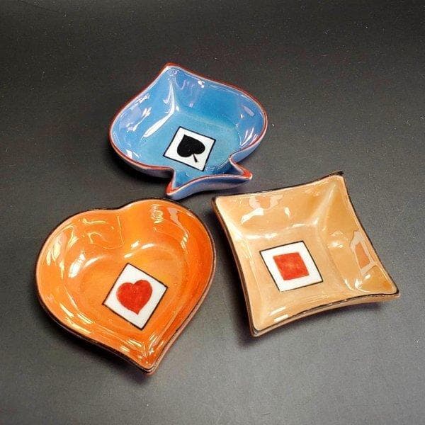 初期オールドノリタケ　メープルリーフ印　トランプ柄　小鉢3個