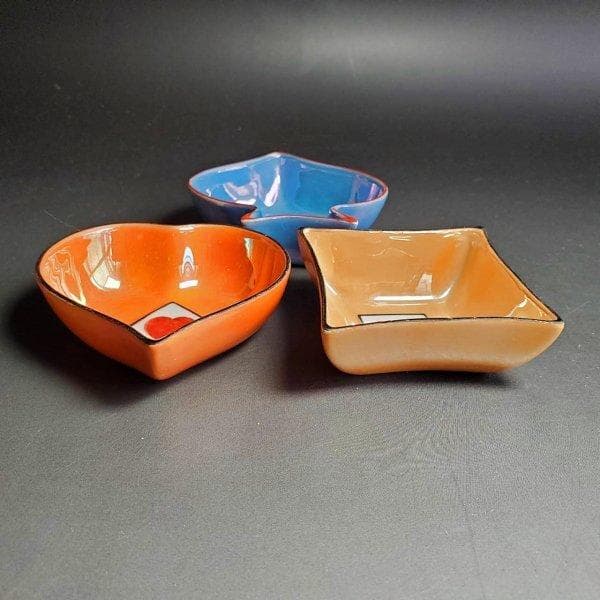 初期オールドノリタケ　メープルリーフ印　トランプ柄　小鉢3個