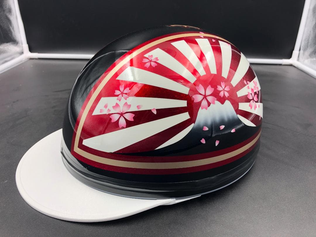 コルク半　カスタム　富士日章　マジック　ブラックホワイトレッド　ラメ　桜