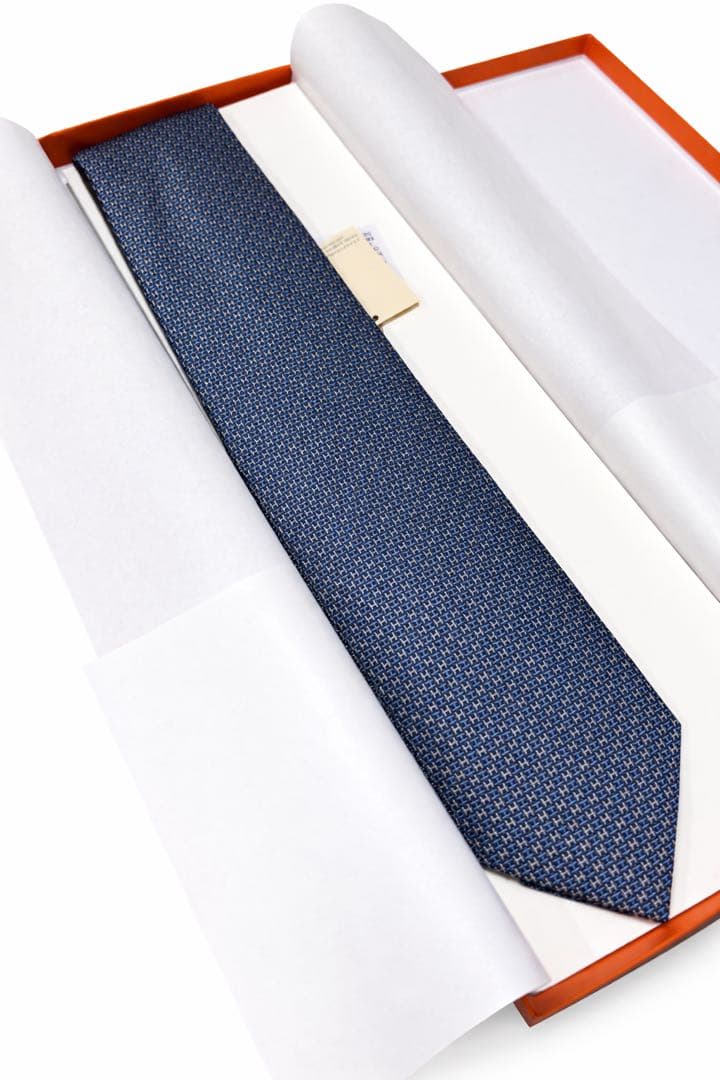 新品未使用 エルメス ネクタイH柄シルク100% ネイビーH659204T 02