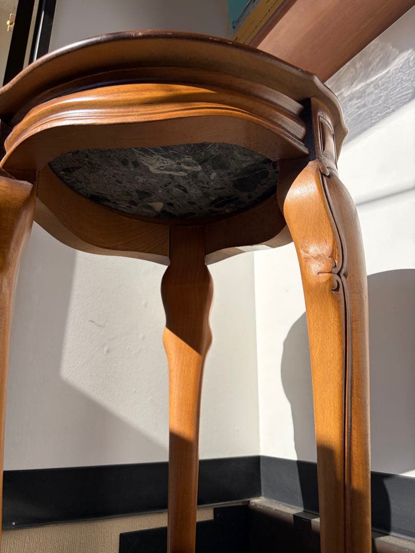 大理石　サイドテーブル 花台 猫脚 クラシック アンティーク　木製　電話台