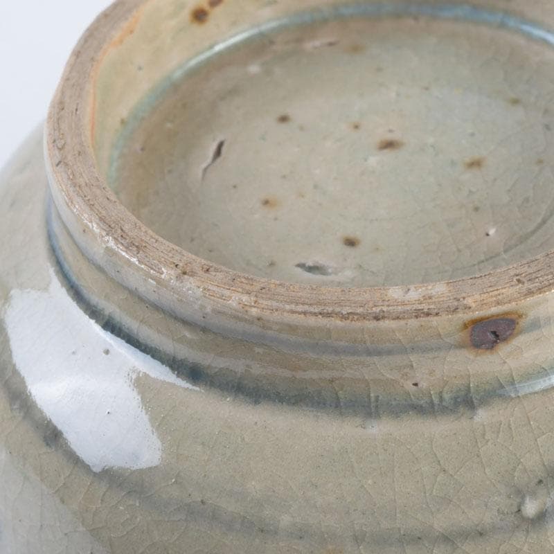 中国　呉須染付　花草昆虫文　茶碗　仕覆・時代箱付　C　9454