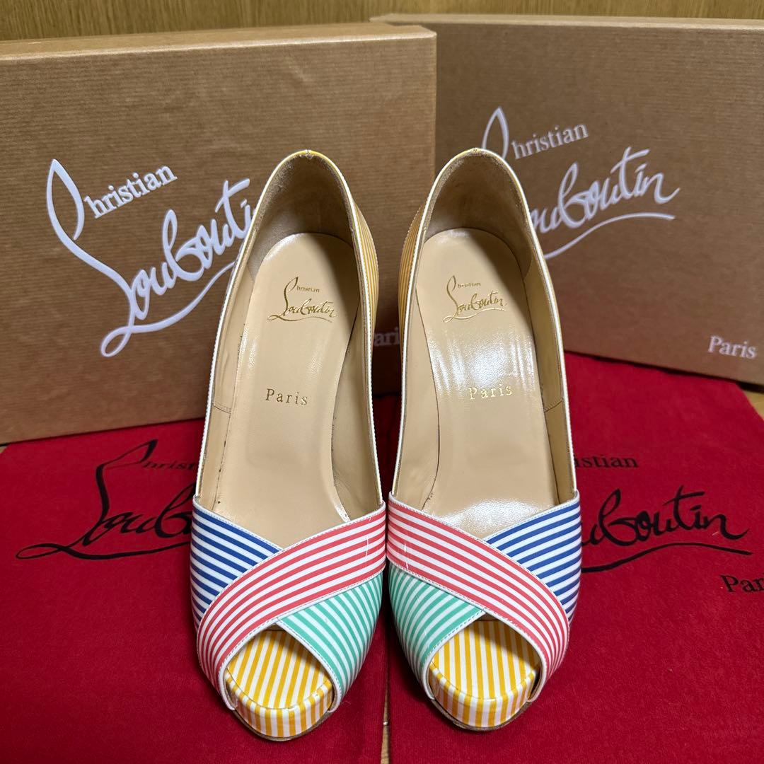 ルブタン カラフル ストライプ ヒール