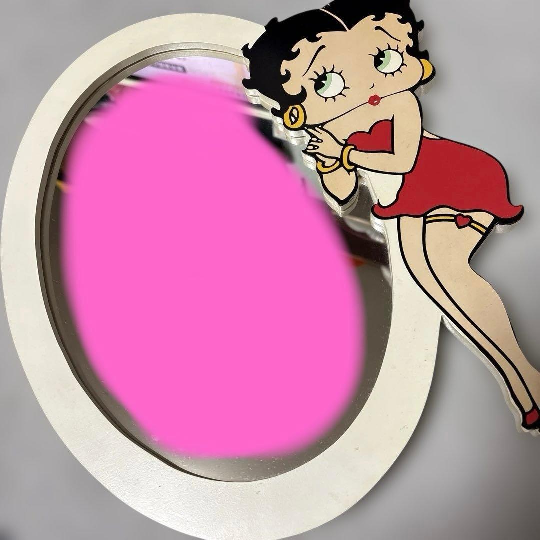 美品♡レアレトロかわいい古着屋ベティちゃん 楕円形ミラー鏡壁掛け卓上両方