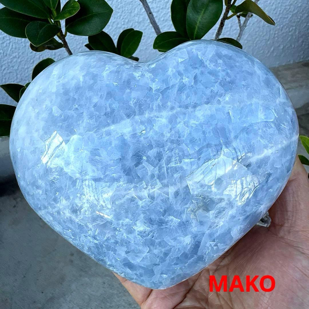 M1714☆ブルーカルサイトハート型原石1.6Kg☆天然石☆N50508-A