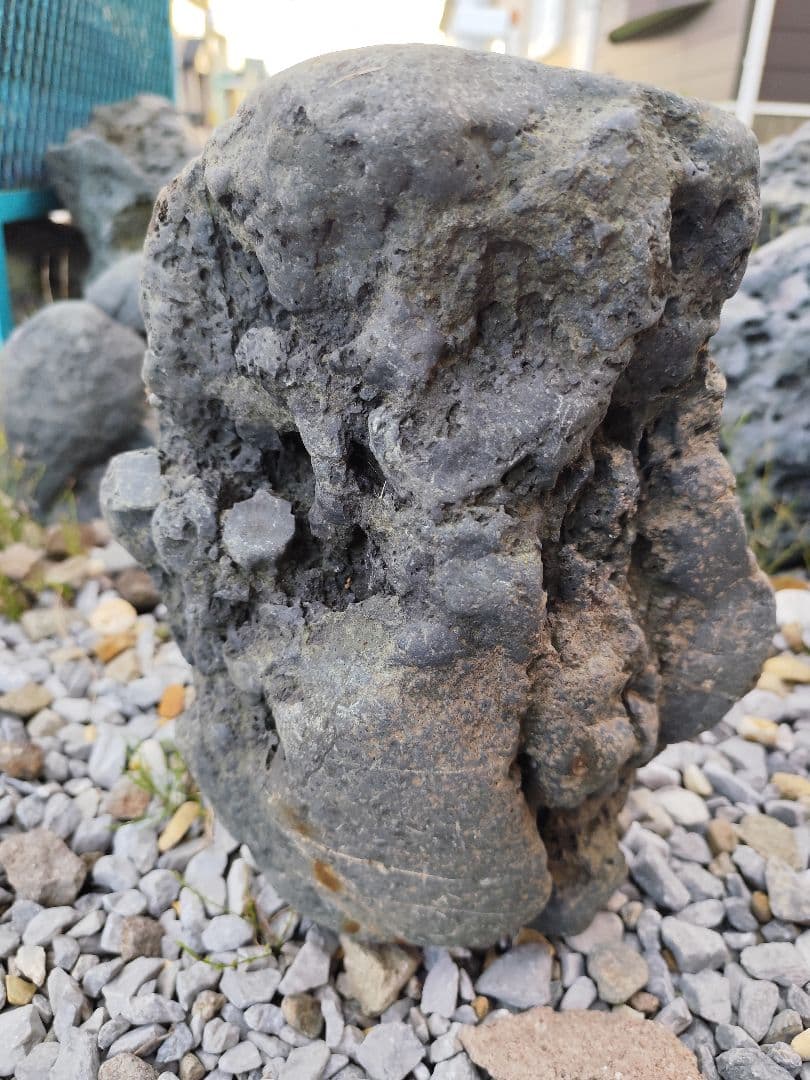 千軒石。火山岩 水石 黒色 円柱形