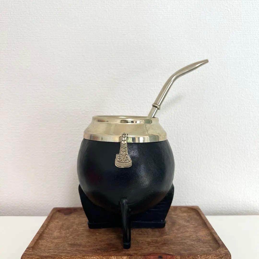 アルゼンチン製 高級マテ茶／本革 × アルパカ装飾