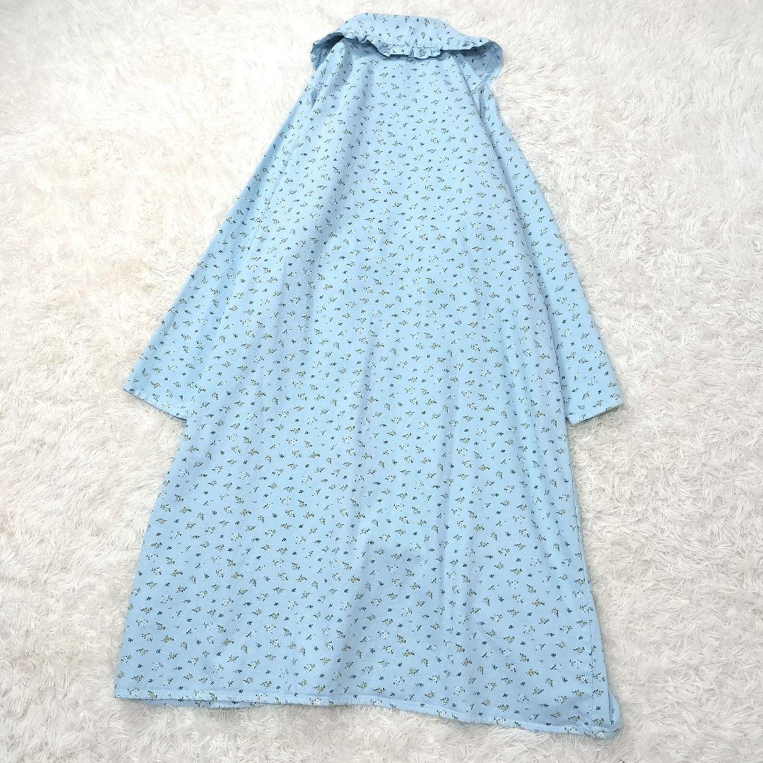 リトルサニーバイト フラワー プリント ロング デニム ジャケット ブルー M