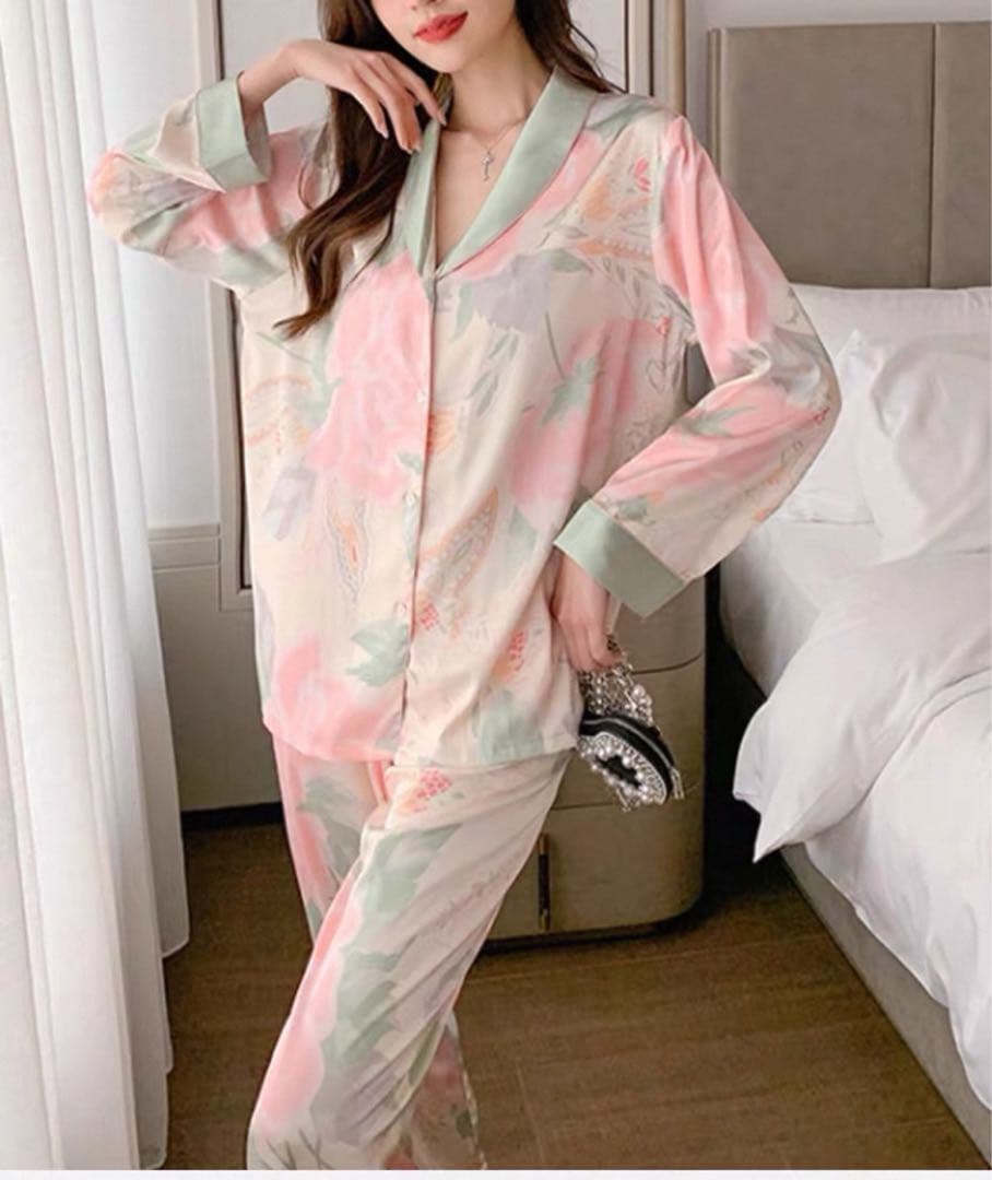 レディース シルクパジャマ 上下3点セット 高級シルク100%