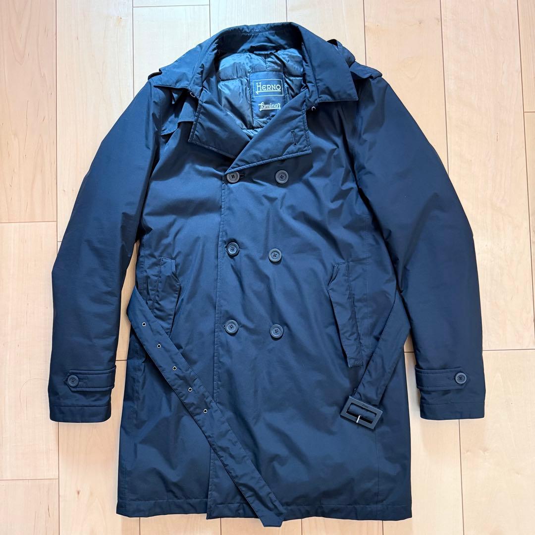 Herno Laminarネイビー フード付トレンチコート サイズ48
