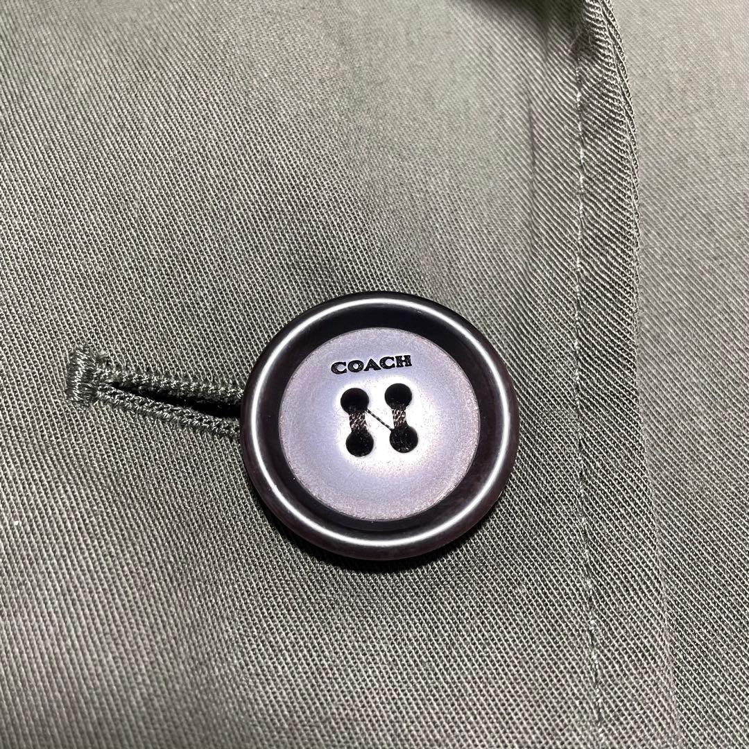 コーチ　COACH （L） ステンカラーコート　シングル　裏地総柄　カーキ