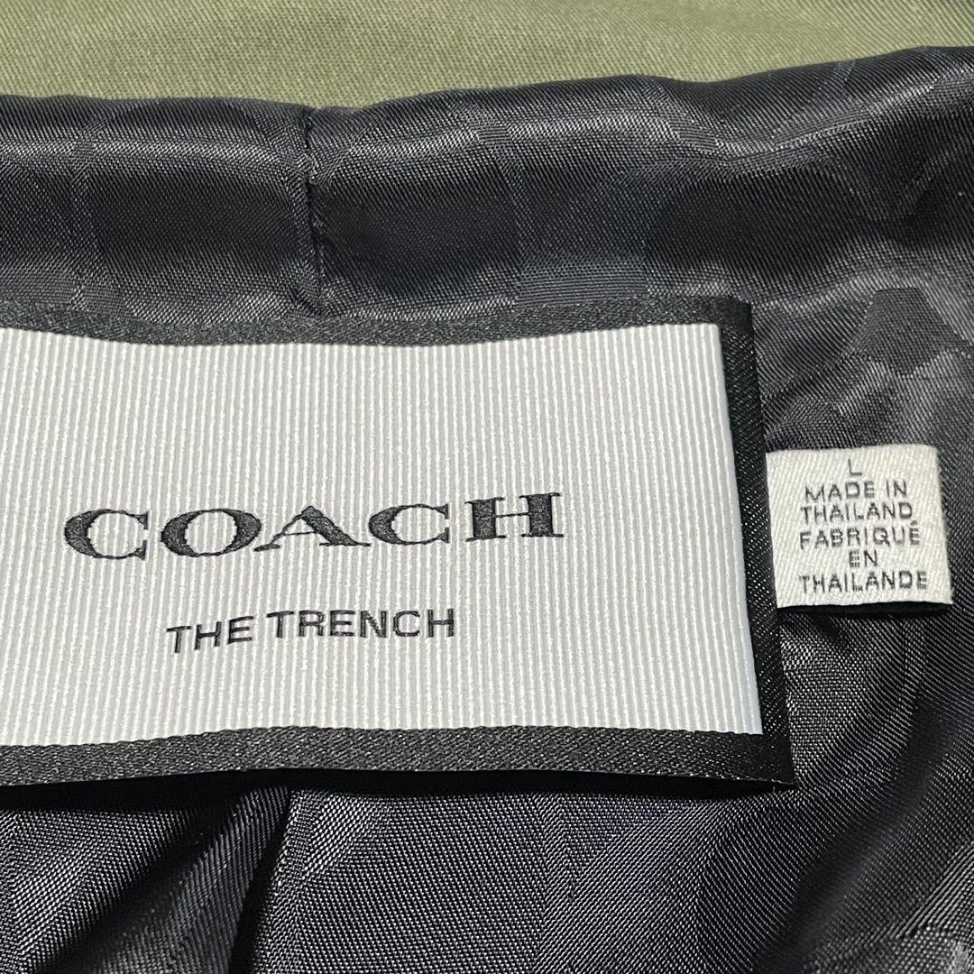 コーチ　COACH （L） ステンカラーコート　シングル　裏地総柄　カーキ