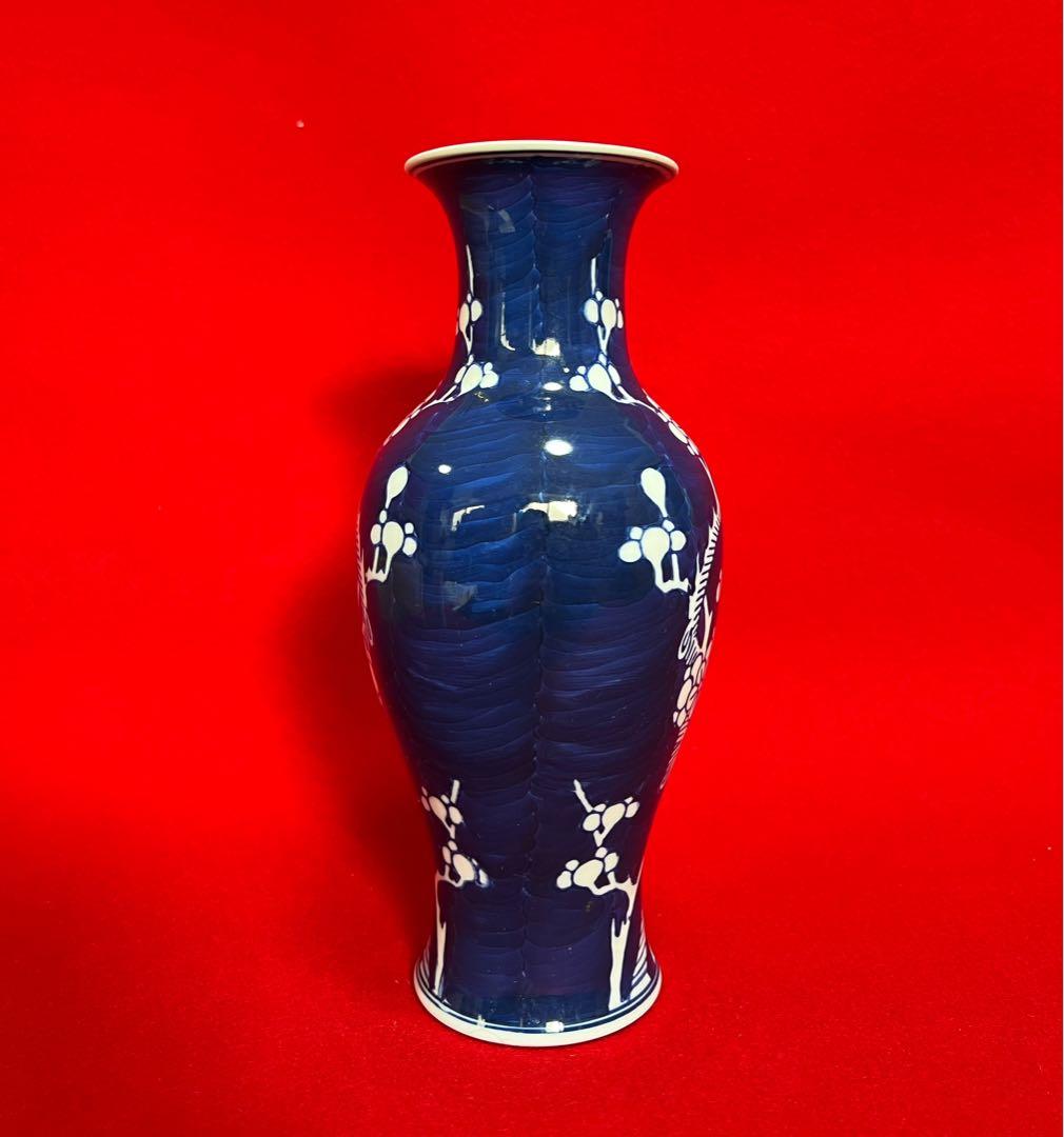 中国美術 古玩 景徳鎮製 染付 青花留白 花瓶 花入 花器 置物