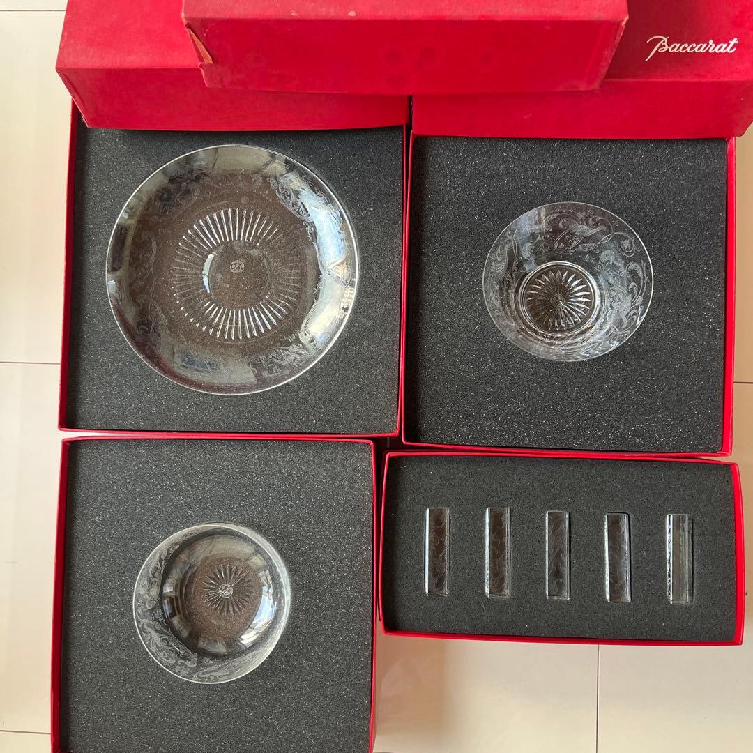 バカラBaccarat パルメ　皿、ボウル、箸置き4点セット　希少　激レア品