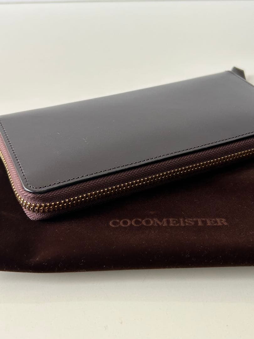【美品】ココマイスター コードバン 長財布　ラウンドジップ 焦茶色 袋付き