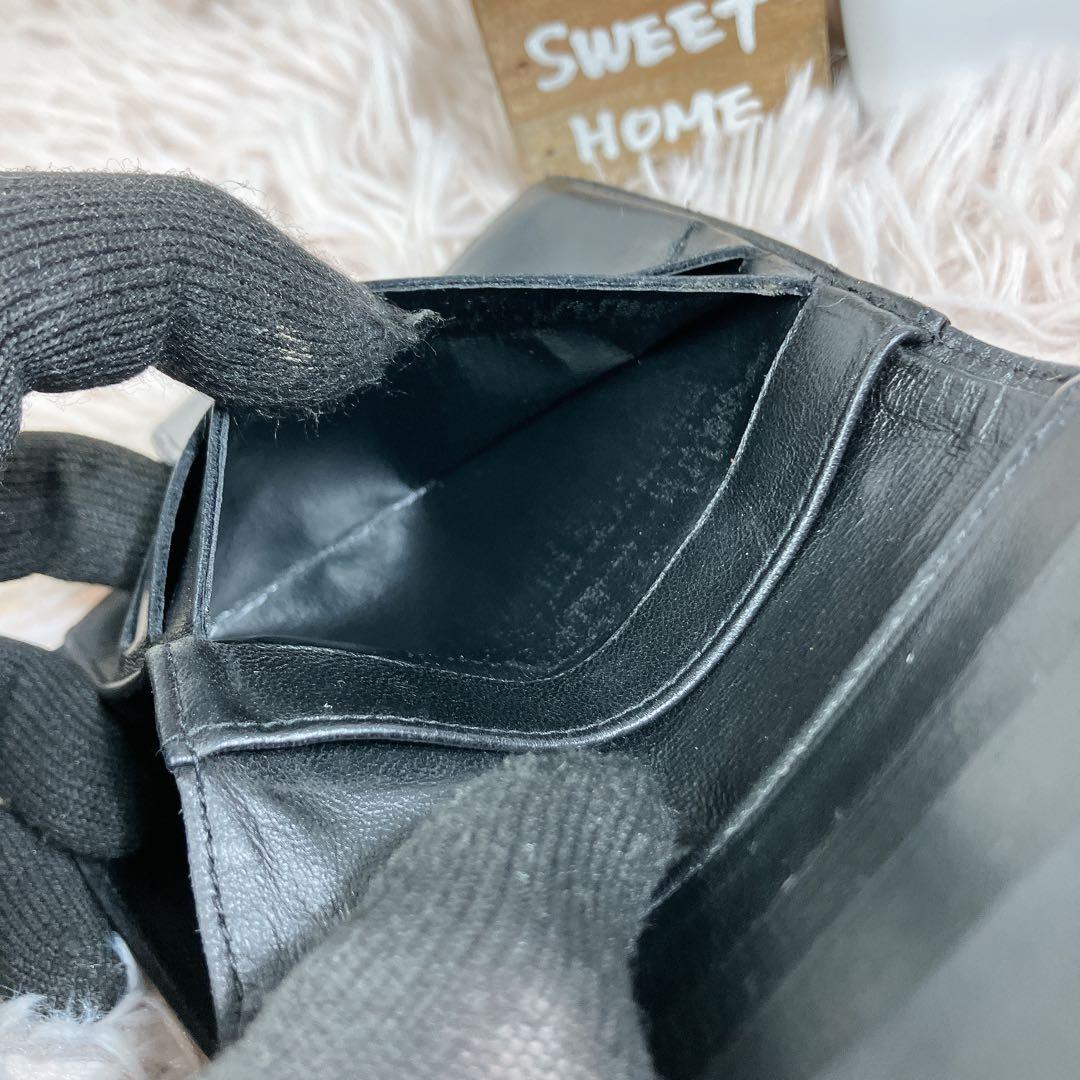CHANEL シャネル ココ ラムレザー 二つ折り ブラック Wホック