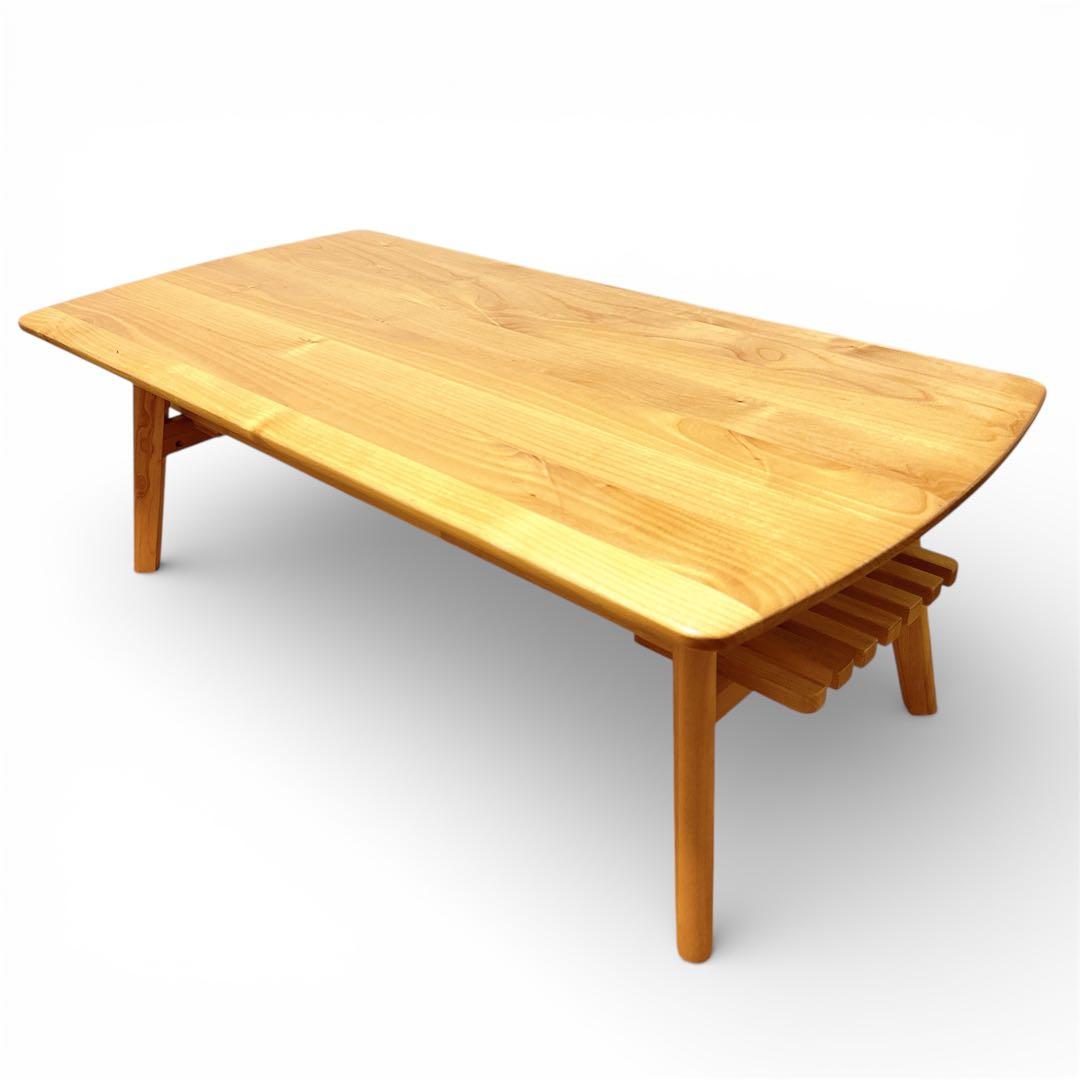 ニトリ 無垢材 天然木 センターテーブル アルナス110