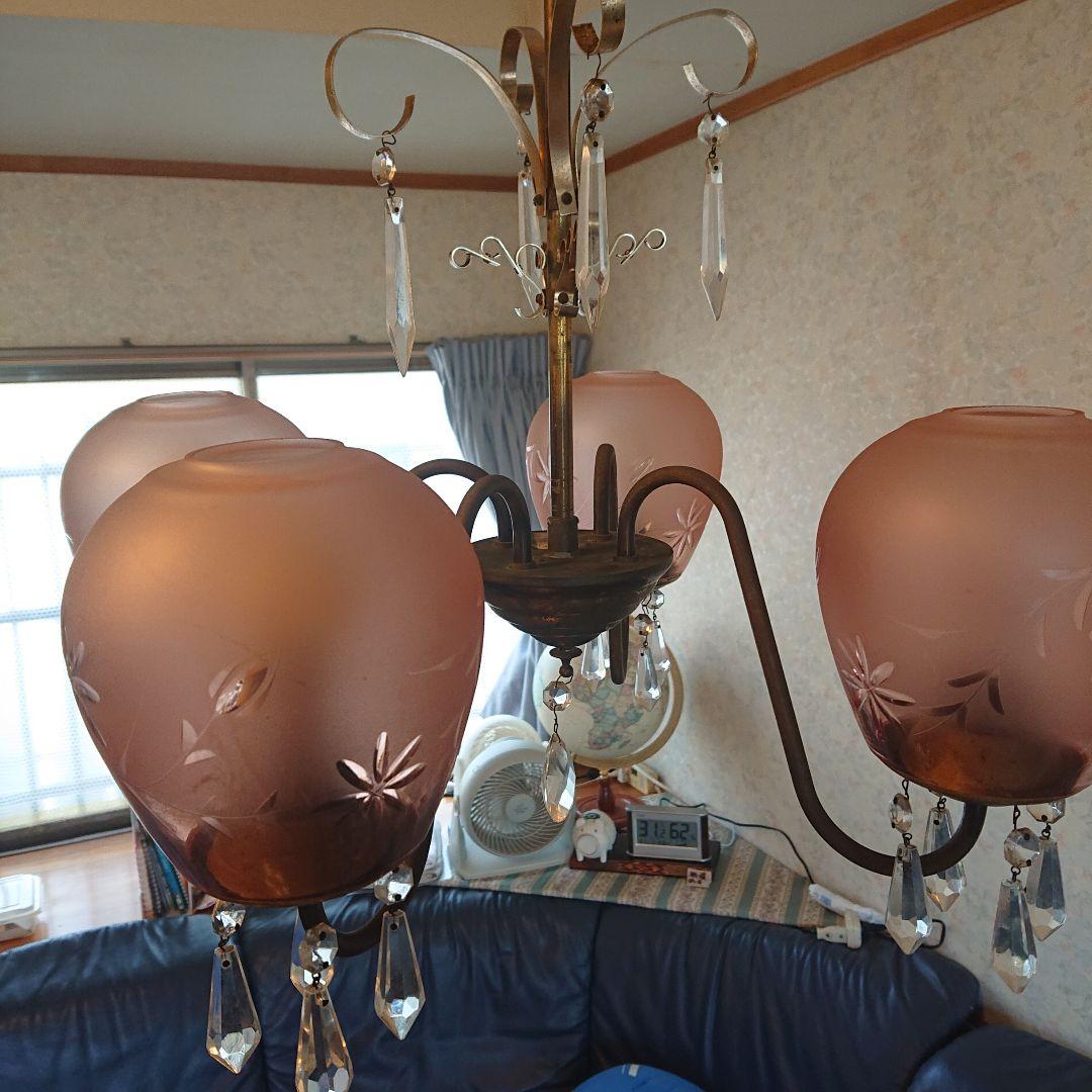 アンティーク ピンク花模様シャンデリア