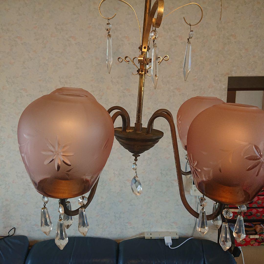 アンティーク ピンク花模様シャンデリア