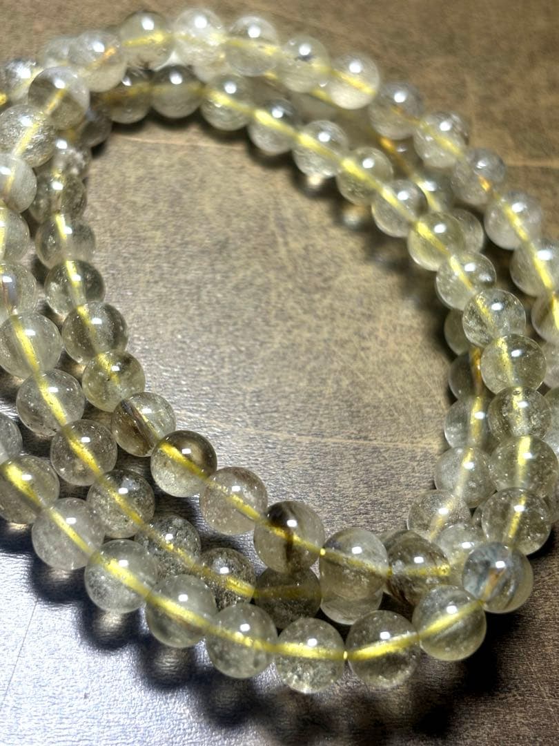 ブラックリビアン3連ブレスレット約6.3㎜（新品未使用）高品質クリストバライト入