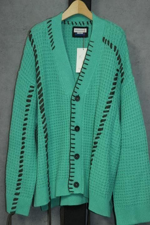 MAISON SPECIAL 鬼ワッフル ニット カーディガン ミント ０１