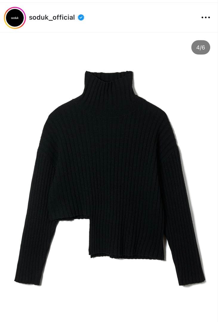 soduk カットニットセーター ブラック
