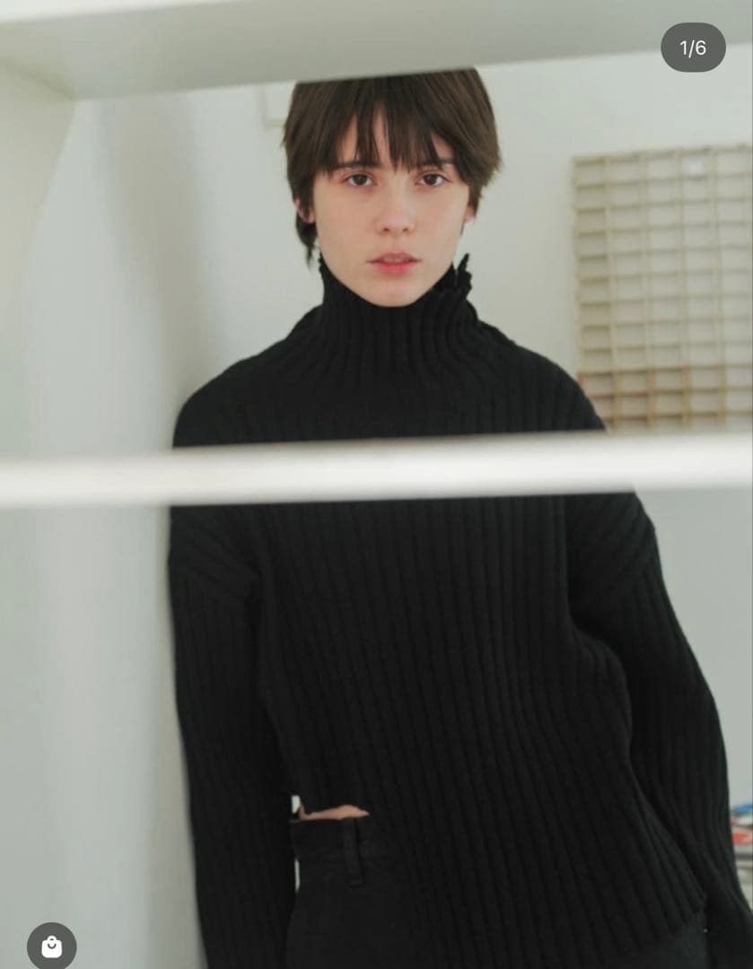 soduk カットニットセーター ブラック