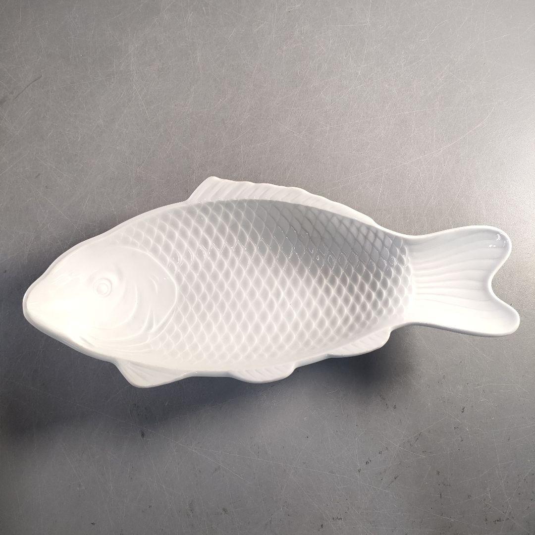 A1374-1/京峰 作/白磁魚文銘々皿5客/大皿/飾皿/盛皿/膾皿/懐石道具/