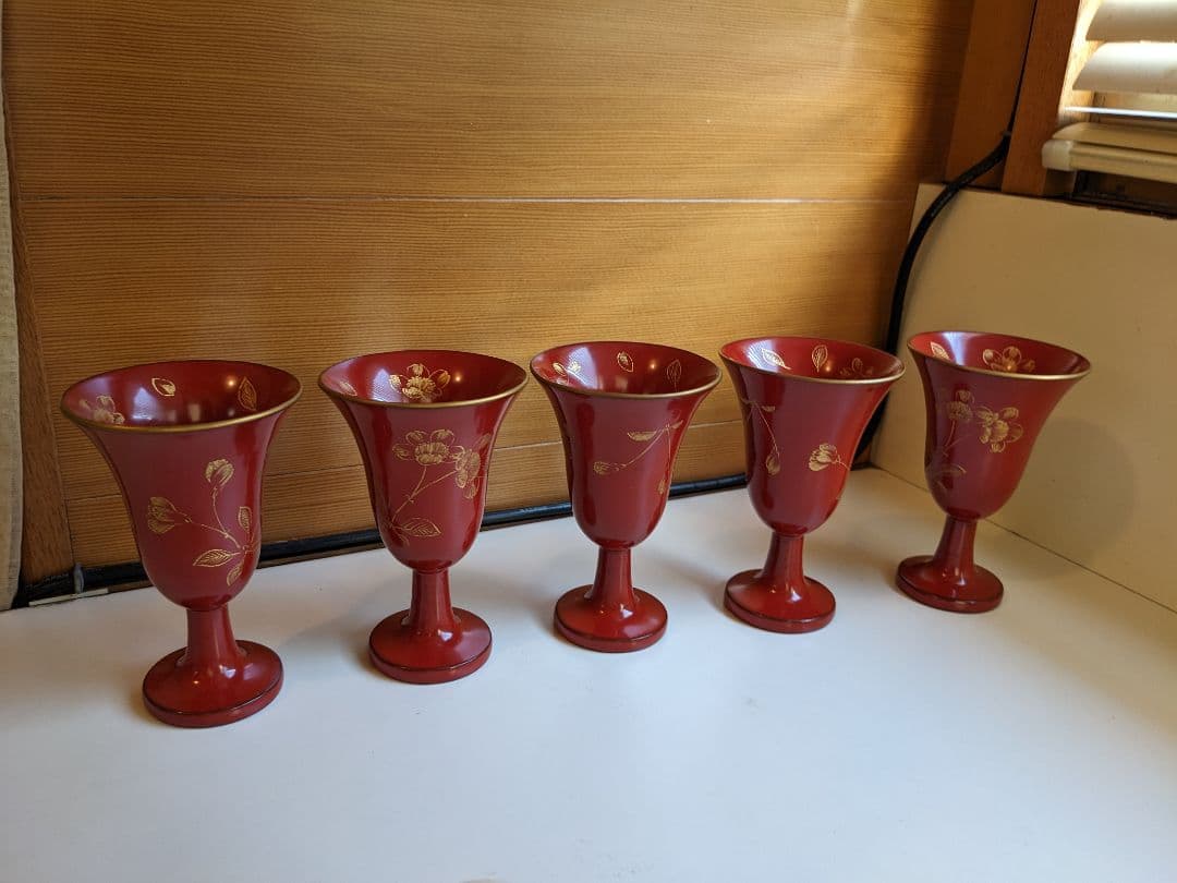 漆　桜の彫の酒器　コブレット　酒器　向付