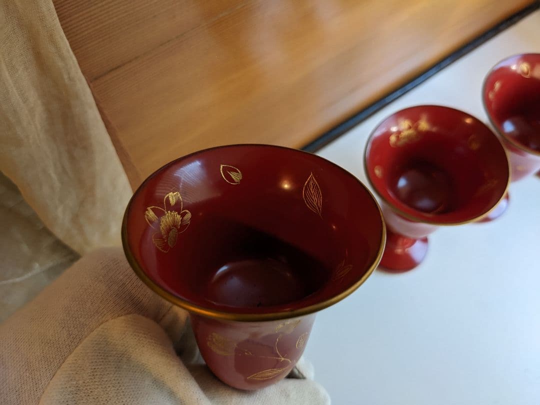 漆　桜の彫の酒器　コブレット　酒器　向付